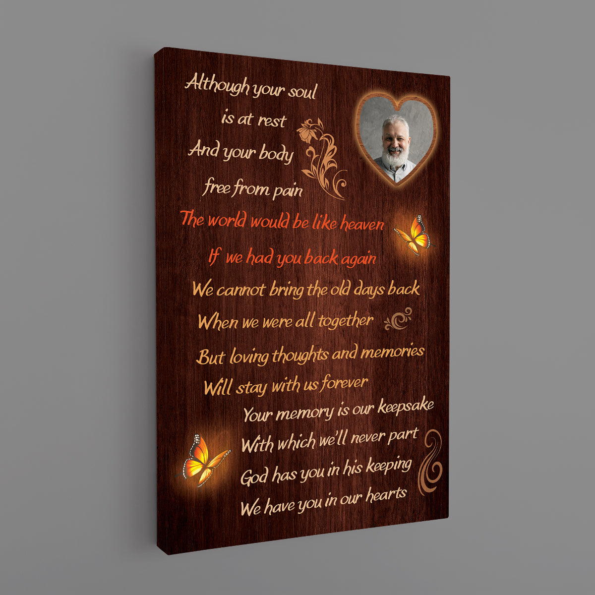 Father's Day Memorial Canvas - Although Your Soul