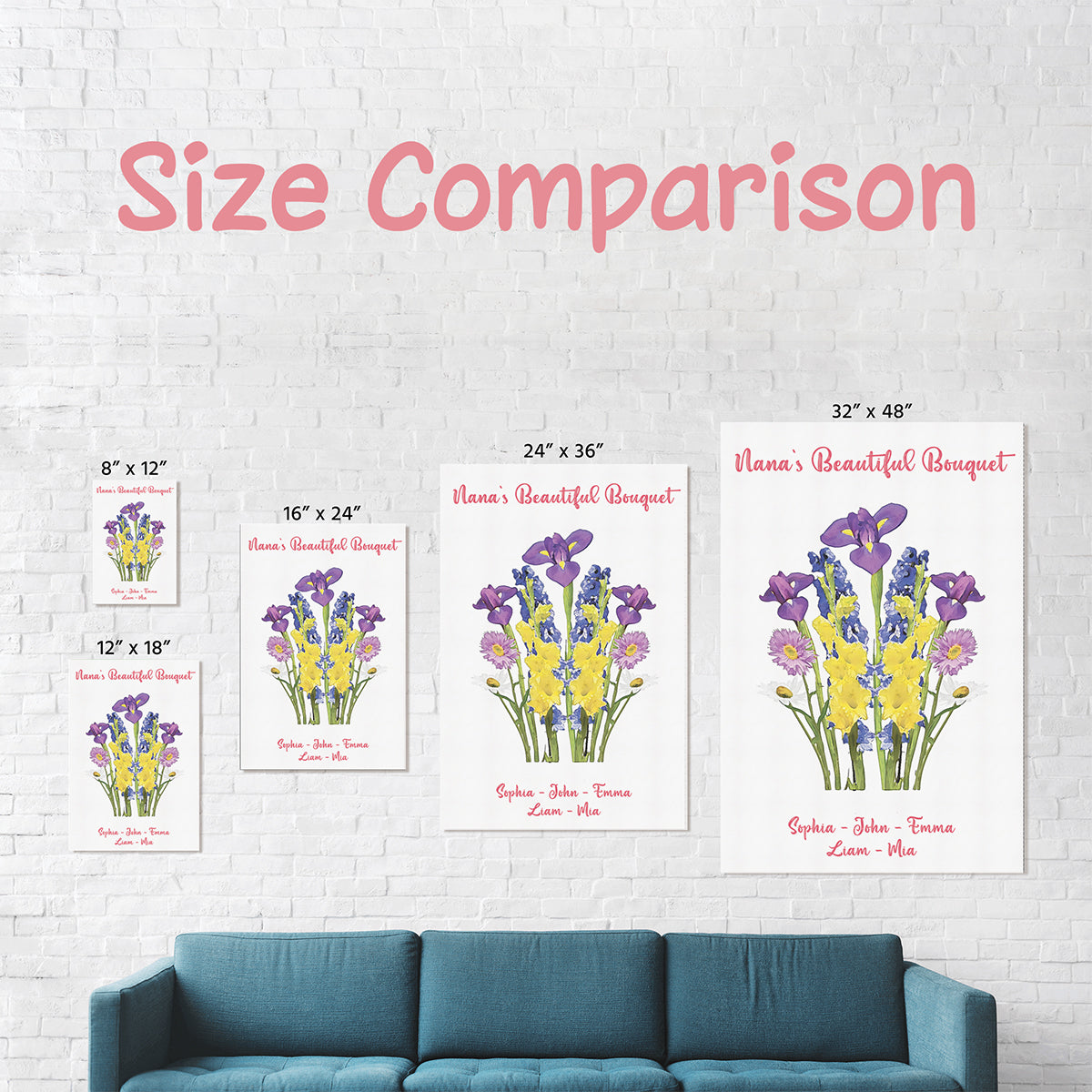 Combined Birth Month Flowers - Canvas