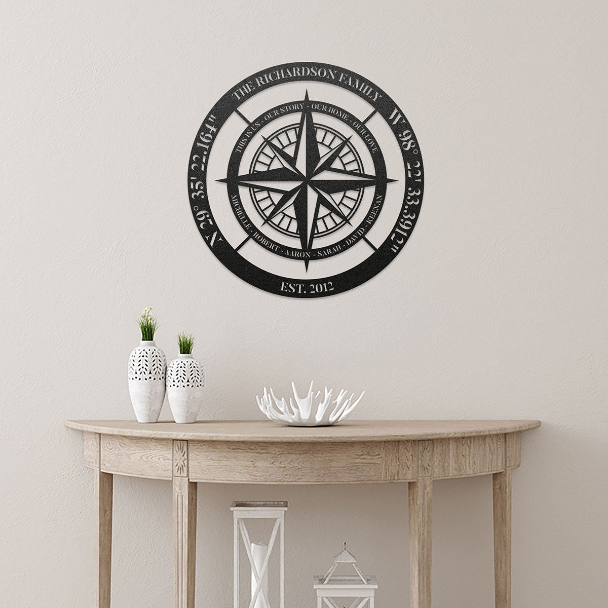Personalized Compass Metal Sign - This Is Us, Our Story, Our Home, Our Love