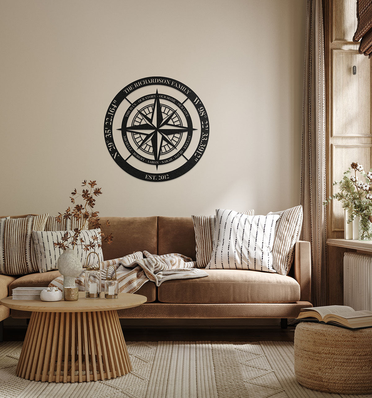 Personalized Compass Metal Sign - This Is Us, Our Story, Our Home, Our Love