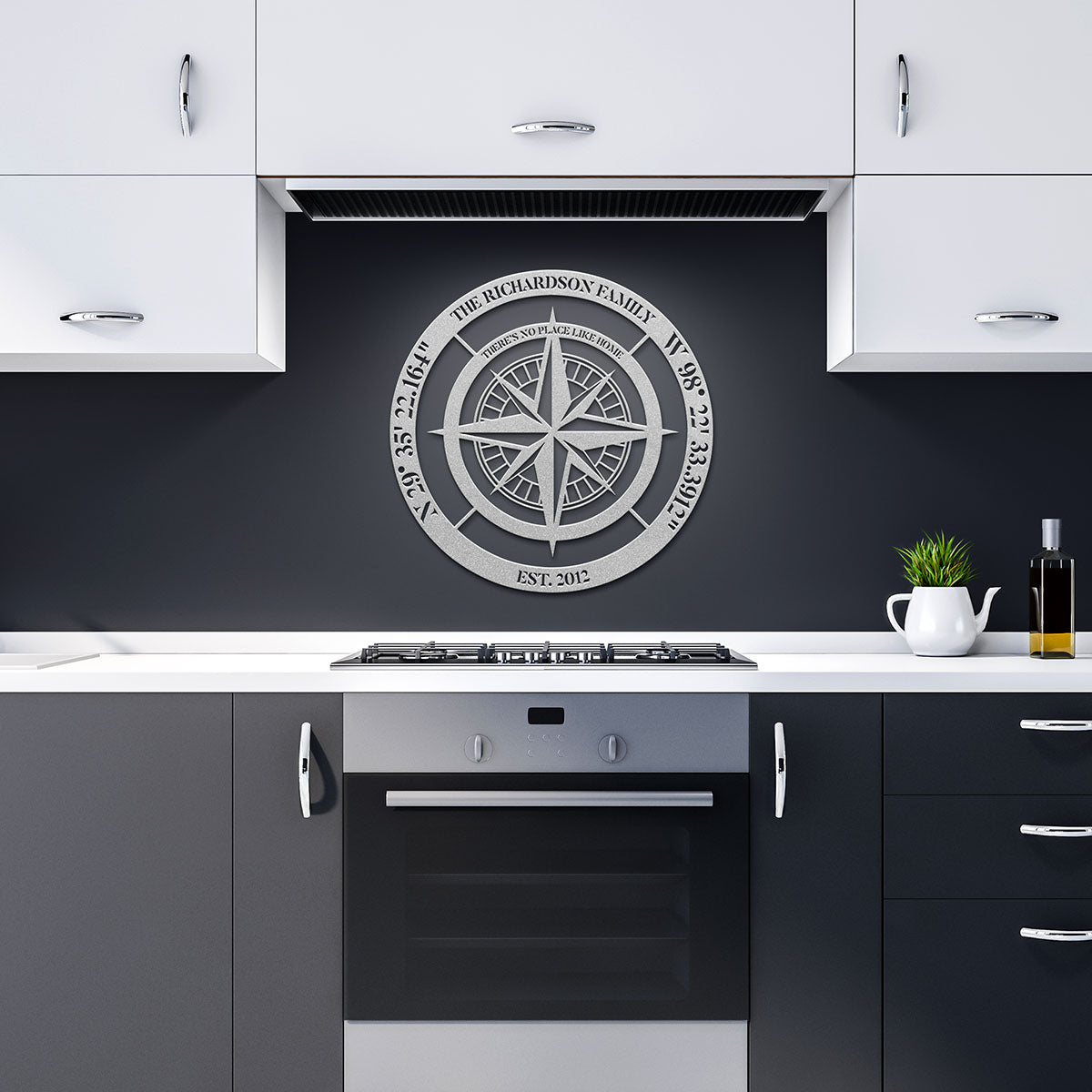 Personalized Compass Metal Sign - There's No Place Like Home